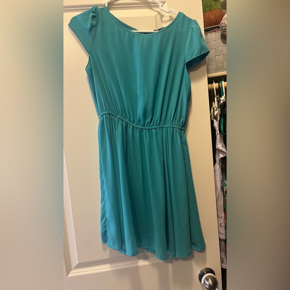 Teal Short Sleeve Dress